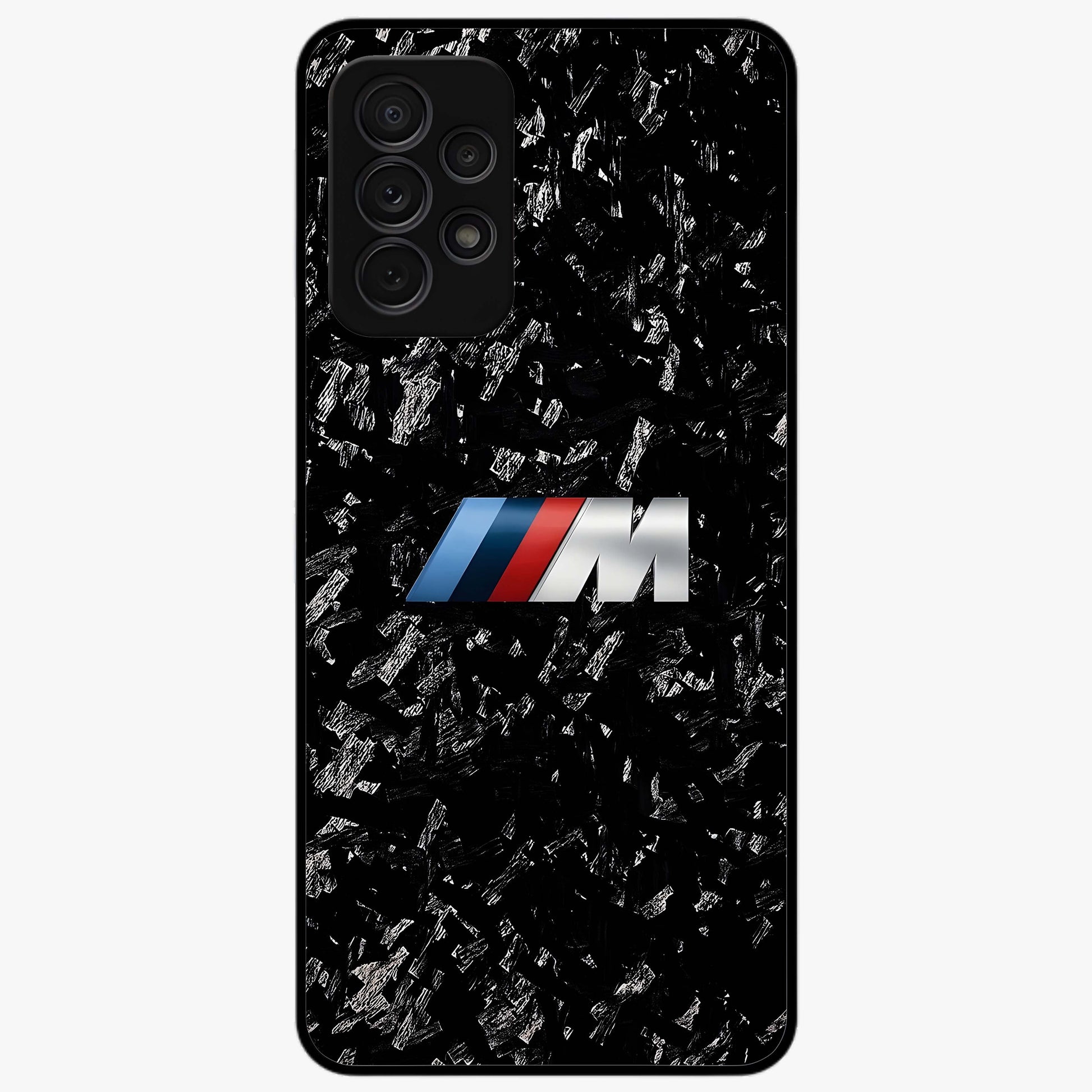 Carbon Speed Mark Glass Case showing flat back view with sporty carbon pattern artwork and glossy glass finish.