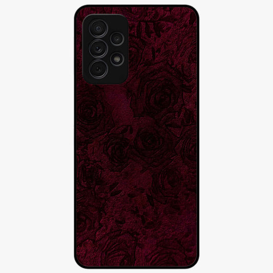 Crimson Fade Flow Glass Case showing flat back view with flowing crimson gradient artwork and glossy glass finish.