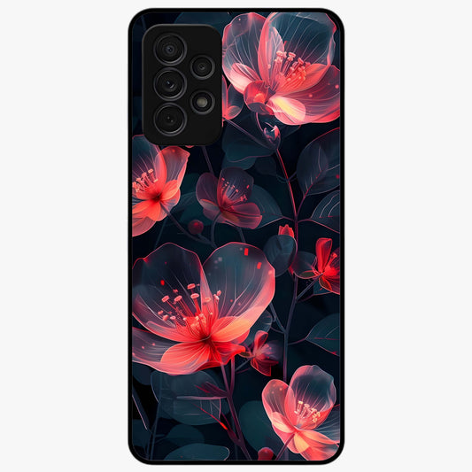 Dark Shade of Flower Glass Case showing flat back view with elegant dark floral artwork and glossy glass finish.