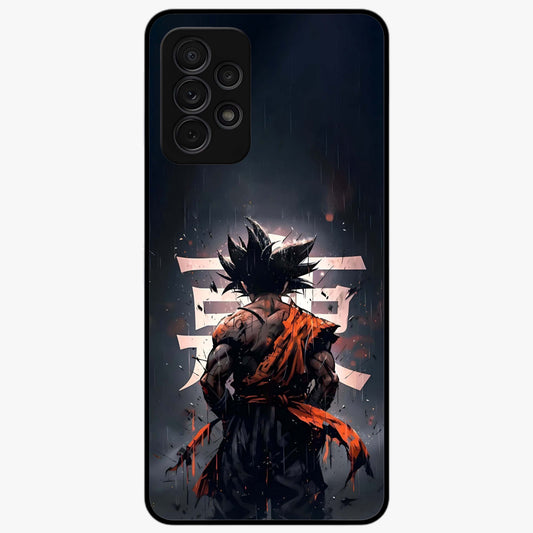Dark Warrior In Rain Glass Case showing flat back view with warrior artwork in rainy atmosphere and glossy glass finish.
