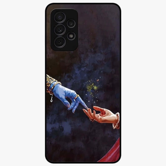 Divine Touch Eternal Glass Case showing flat back view with spiritual themed artwork and glossy glass finish.