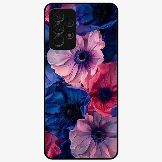 Flower Paper Art Pattern Glass Case showing flat back view with paper cut style floral artwork and glossy glass finish.