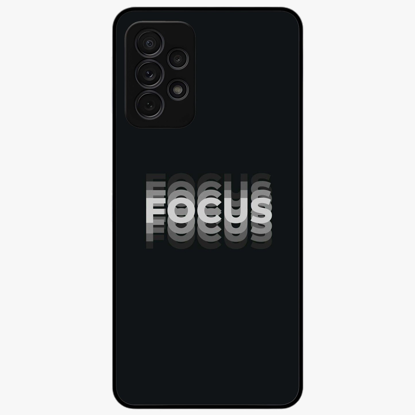 Focused Blade Discipline Glass Case showing flat back view with warrior sword themed artwork and glossy glass finish.