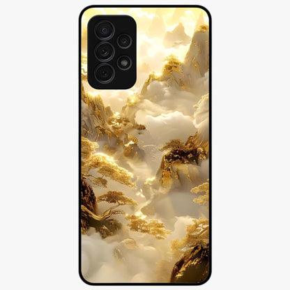 Gates Of Illumination Glass Case showing flat back view with mystical illuminated gate artwork and glossy glass finish.