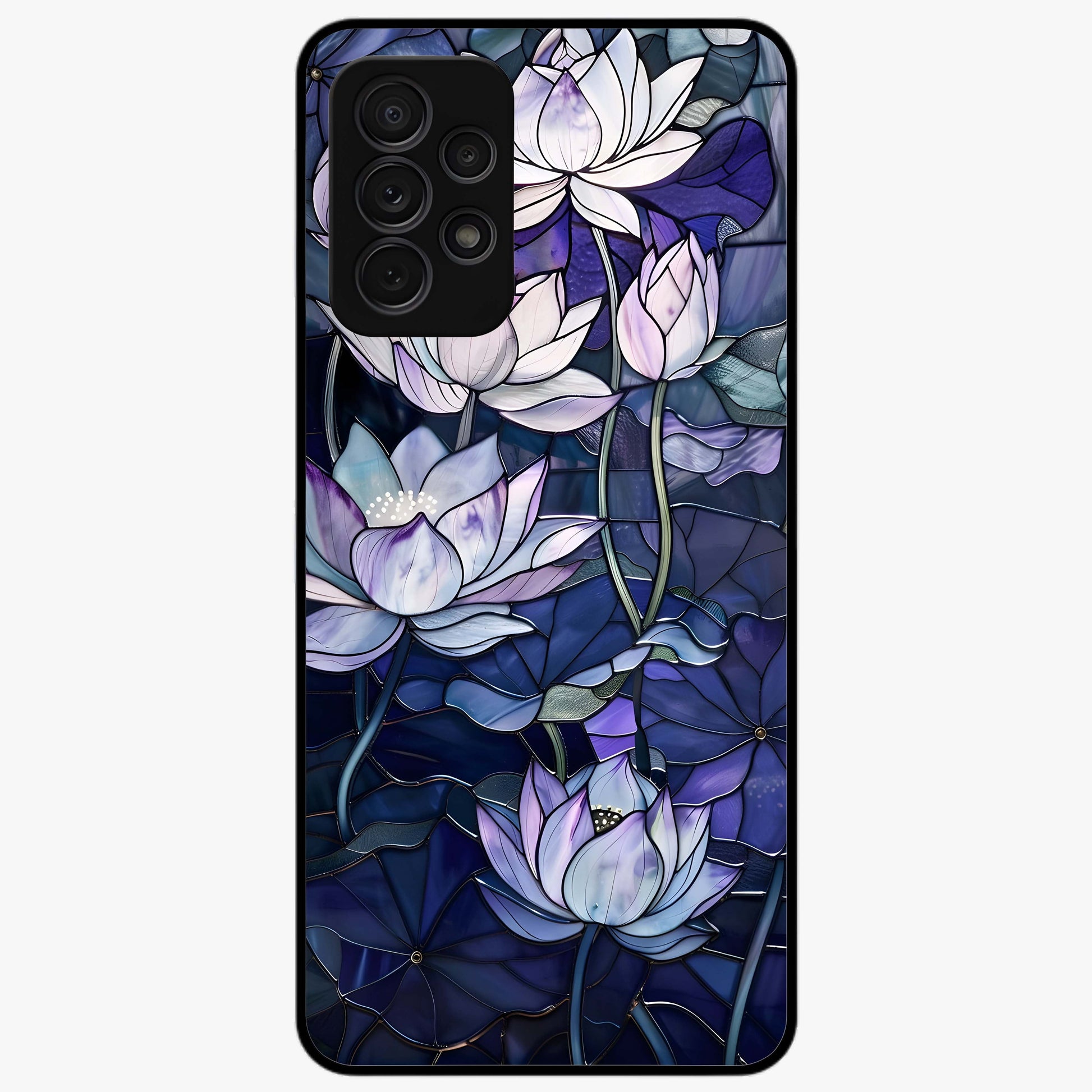 Gloss Petal Rush Glass Case showing flat back view with glossy flower petal artwork and smooth glass finish.
