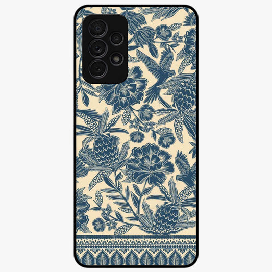 Heirloom Wild Bloom Glass Case showing flat back view with vintage inspired wild flower artwork and glossy glass finish.