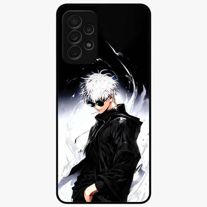 Limitless Shadow King Glass Case showing flat back view with powerful shadow warrior artwork and glossy glass finish.