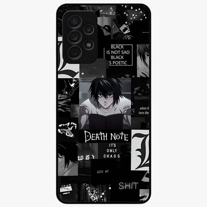 Midnight Chaos Mind Glass Case showing flat back view with abstract dark themed artwork and glossy glass finish.