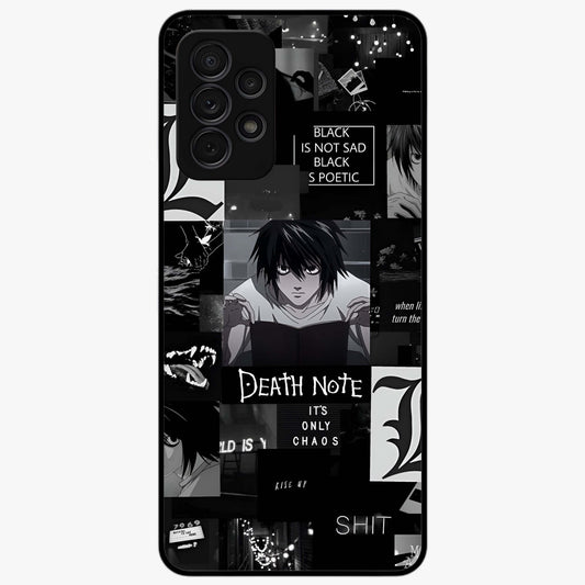 Midnight Chaos Mind Glass Case showing flat back view with abstract dark themed artwork and glossy glass finish.