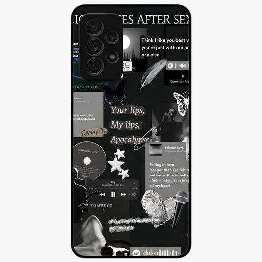 Midnight Love Echo Glass Case showing flat back view with romantic midnight themed artwork and glossy glass finish.