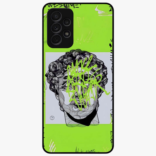 Neo Graffiti Rebellion Glass Case showing flat back view with vibrant graffiti artwork and glossy glass finish.