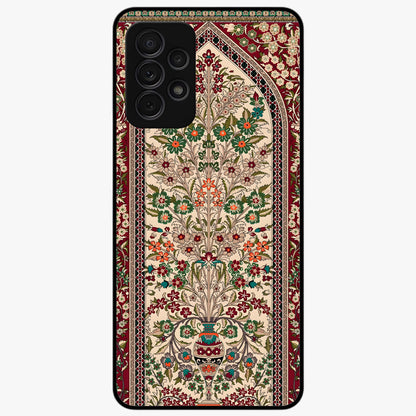 Persian Inspired Glass Case showing flat back view with ornate Persian style pattern artwork and glossy glass finish.