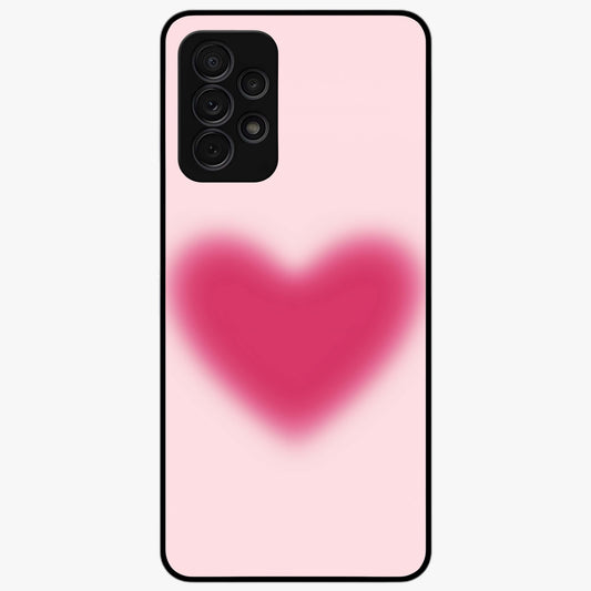 Pink Aura Heart Glass Case showing flat back view with glowing heart artwork and glossy glass finish.