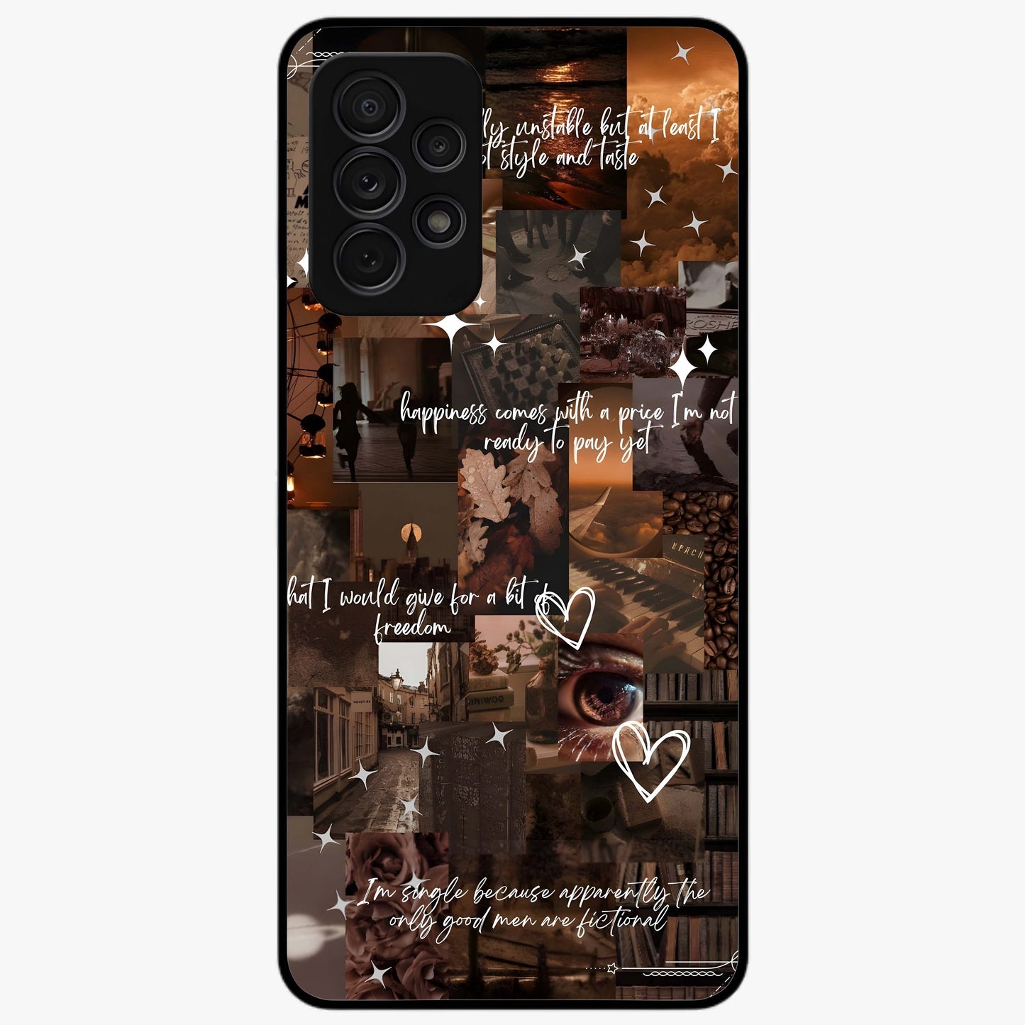 Bittersweet Aesthetic Chaos Glass Case showing flat back view with artistic chaotic aesthetic design and glossy glass finish.