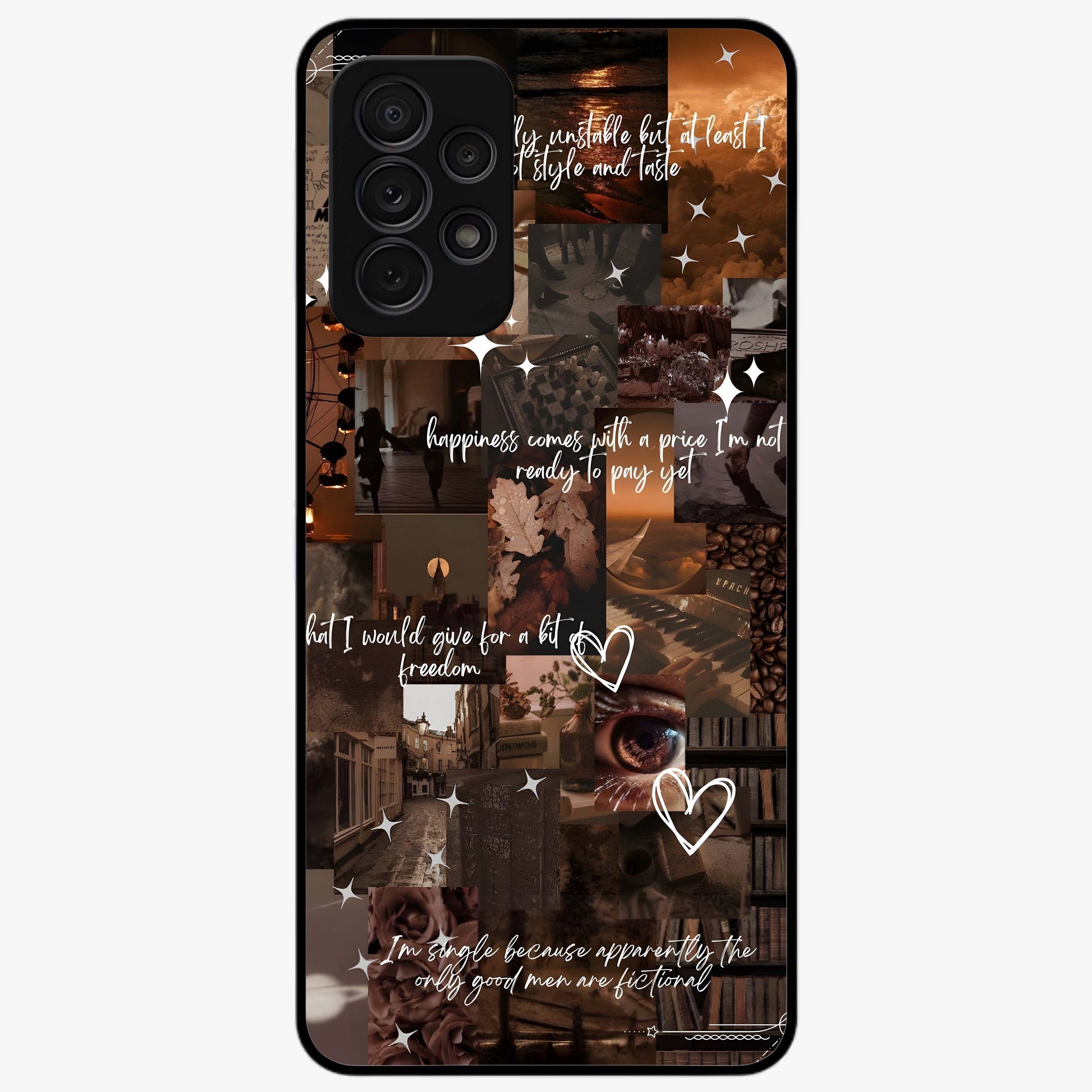Bittersweet Aesthetic Chaos Glass Case showing flat back view with artistic chaotic aesthetic design and glossy glass finish.
