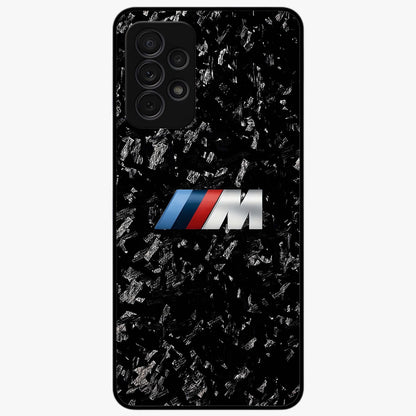 Carbon Speed Mark Glass Case showing flat back view with sporty carbon pattern artwork and glossy glass finish.