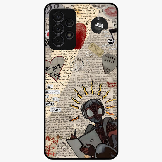 City Dream Sketch Glass Case showing flat back view with artistic city skyline sketch artwork and glossy glass finish.