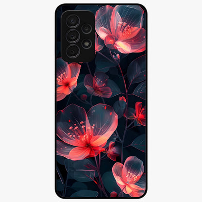 Dark Shade of Flower Glass Case showing flat back view with elegant dark floral artwork and glossy glass finish.