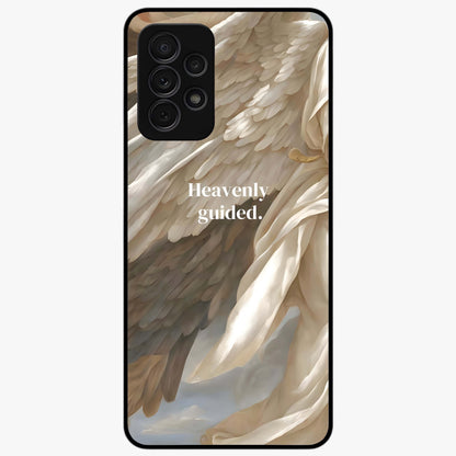Divine Winged Grace Glass Case showing flat back view with elegant wing inspired artwork and glossy glass finish.