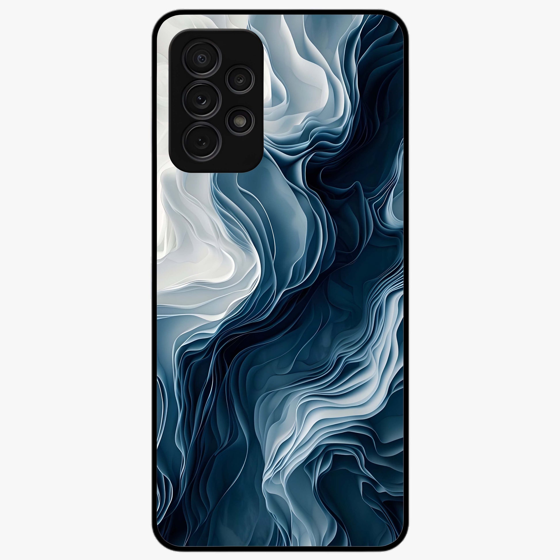 Ethereal Paper Marble Glass Case showing flat back view with soft marble paper texture artwork and glossy glass finish.