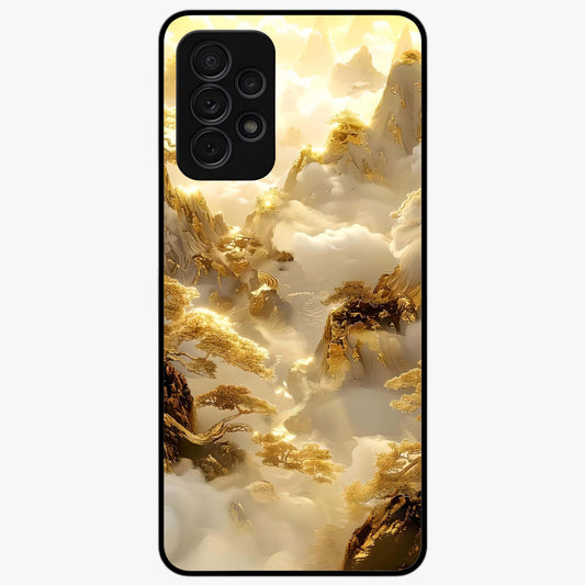 Gates Of Illumination Glass Case showing flat back view with mystical illuminated gate artwork and glossy glass finish.