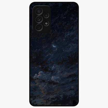 Lunar Veil Silence Glass Case showing flat back view with mystical moon veil artwork and glossy glass finish.