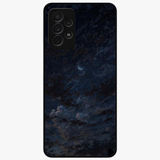 Lunar Veil Silence Glass Case showing flat back view with mystical moon veil artwork and glossy glass finish.