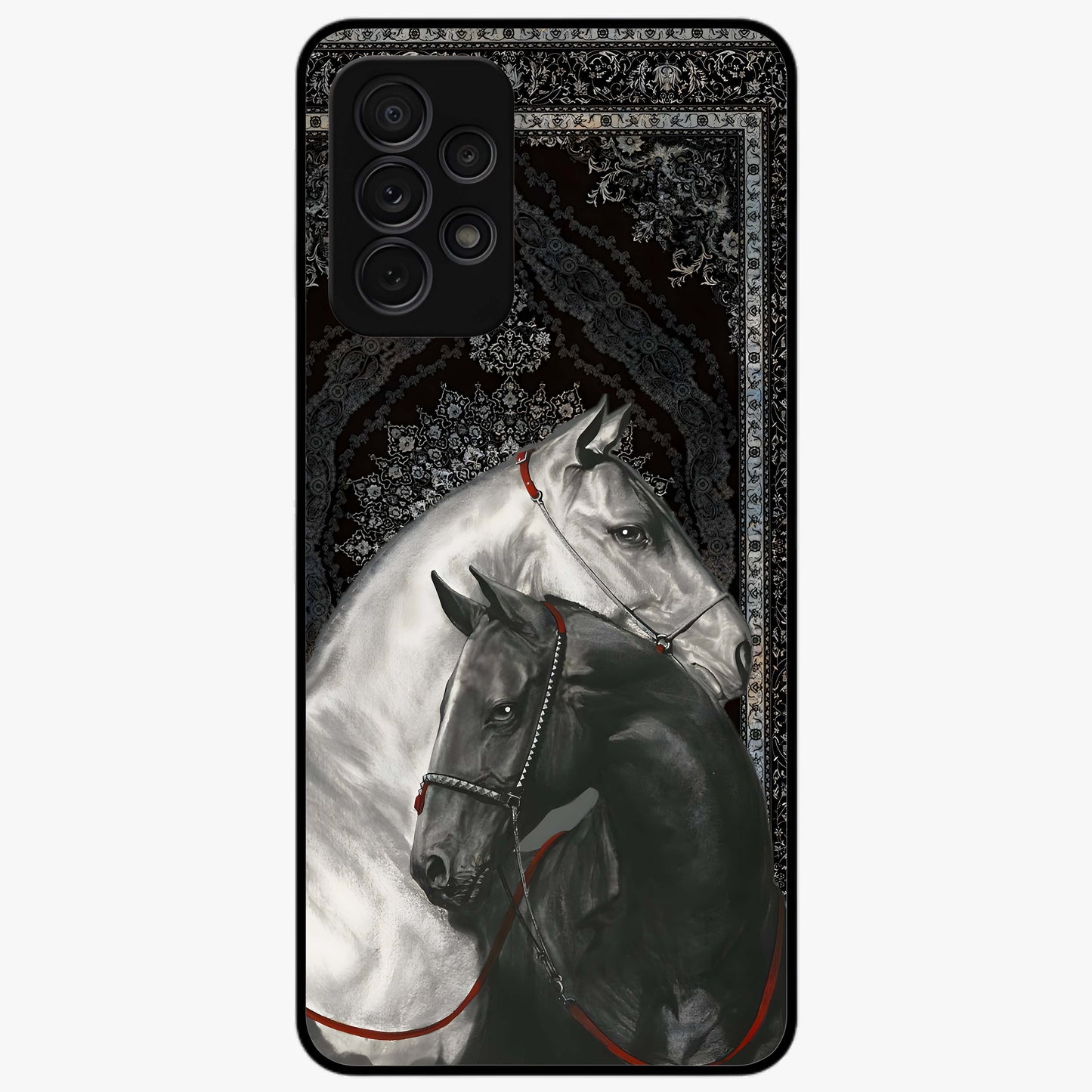 Majestic Ride Legacy Glass Case showing flat back view with powerful automotive inspired artwork and glossy glass finish.