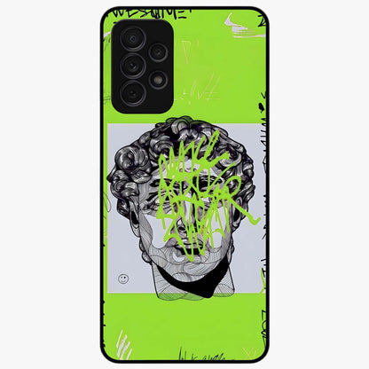 Neo Graffiti Rebellion Glass Case showing flat back view with vibrant graffiti artwork and glossy glass finish.