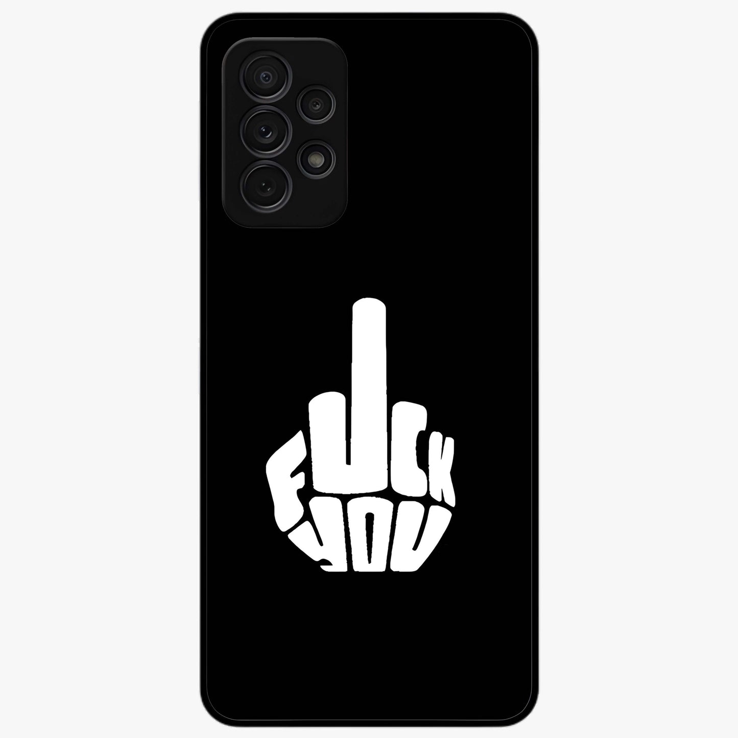 Rebel Mode On Glass Case showing flat back view with bold rebellious typography artwork and glossy glass finish.