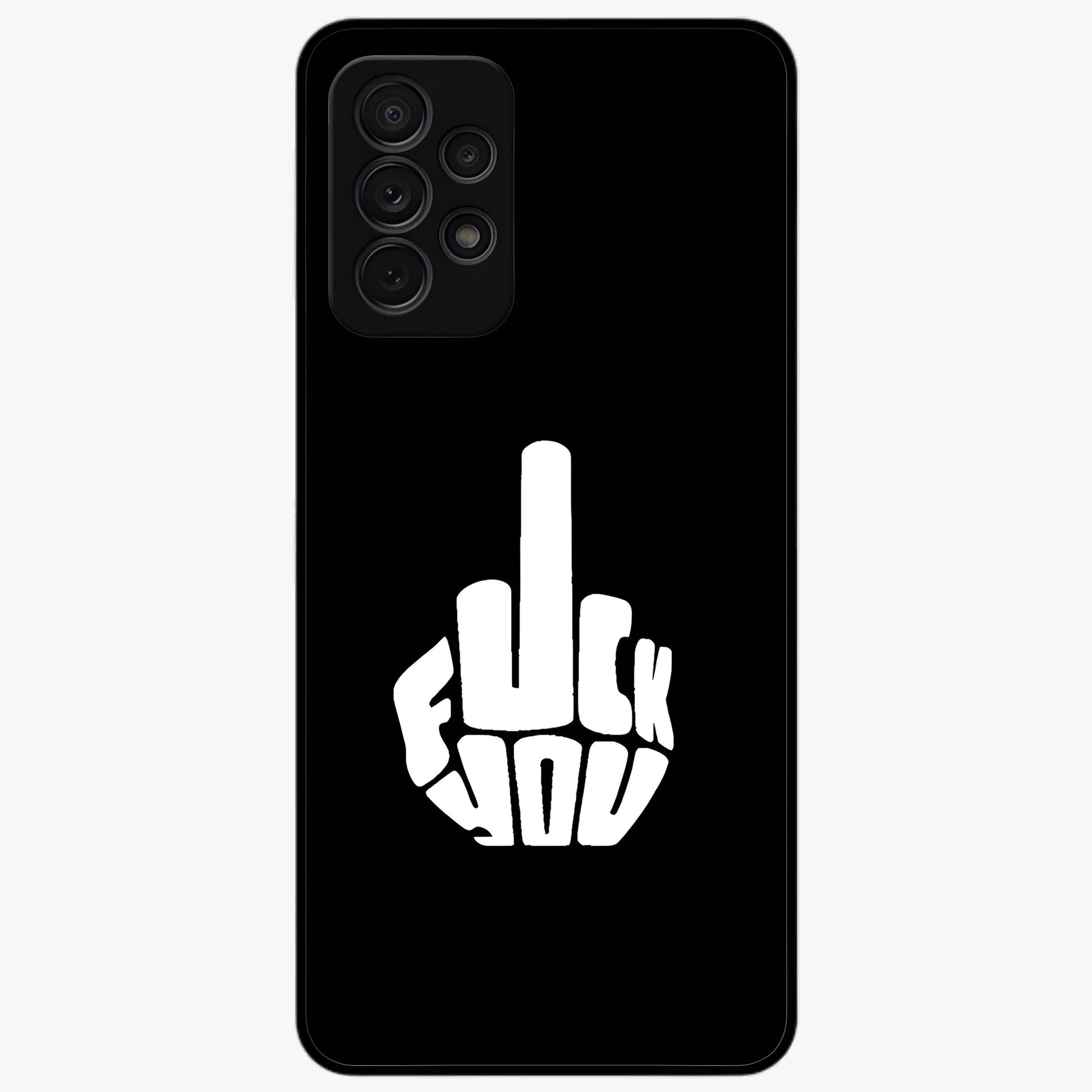 Rebel Mode On Glass Case showing flat back view with bold rebellious typography artwork and glossy glass finish.