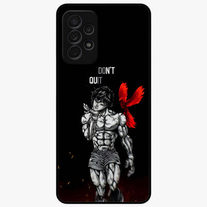 Rise Beyond Limits Glass Case showing flat back view with motivational typography artwork and glossy glass finish.