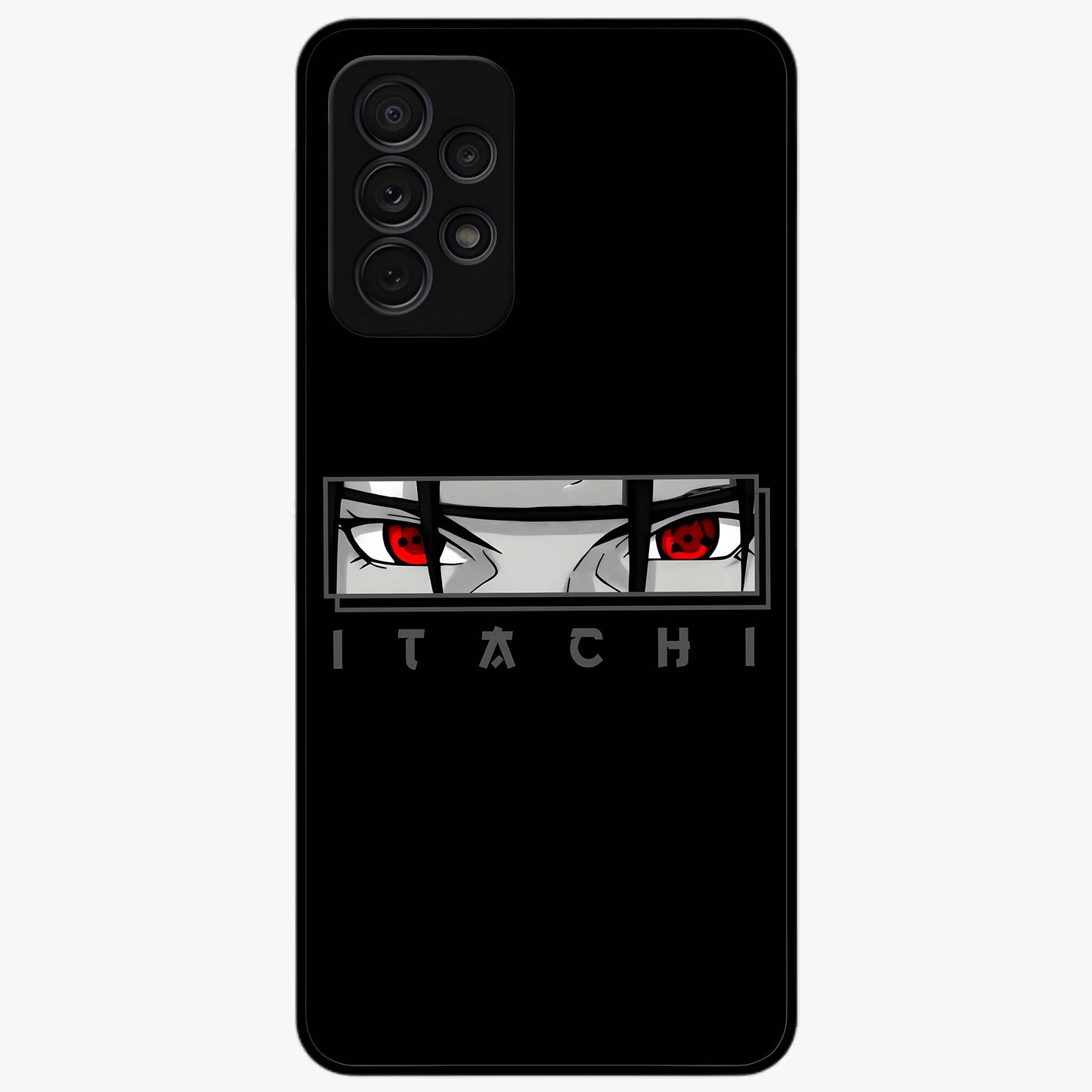 Scarlet Gaze Dominance Glass Case showing flat back view with striking red themed artwork and glossy glass finish.