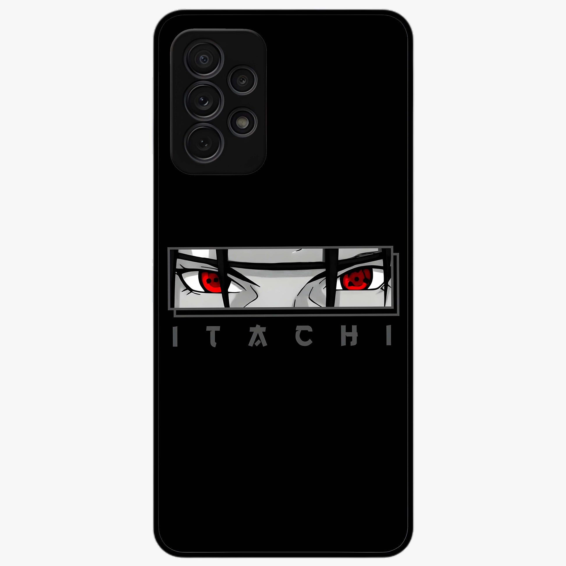 Scarlet Gaze Dominance Glass Case showing flat back view with striking red themed artwork and glossy glass finish.