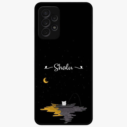 Silent Night Row Glass Case showing flat back view with calm night themed artwork and glossy glass finish.