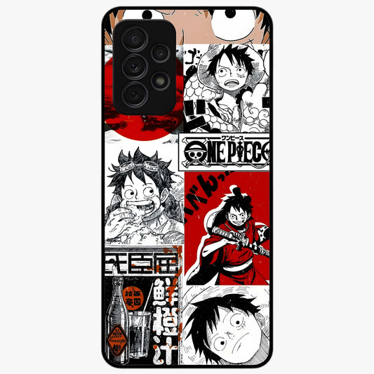 Strawhat Chaos Panels Glass Case showing flat back view with anime inspired chaos panel artwork and glossy glass finish.