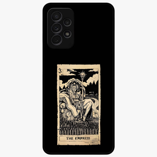 The Empress Glass Case showing flat back view with regal feminine artwork and glossy glass finish.