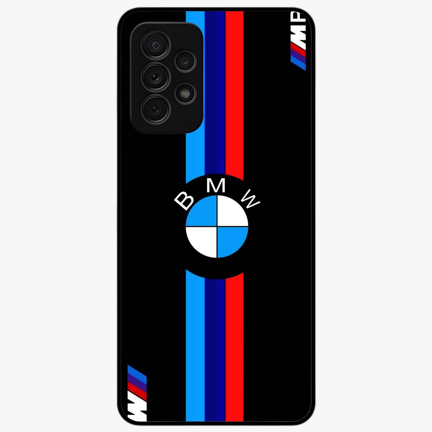 Turbo BMW Beast Glass Case showing flat back view with high performance sports car artwork and glossy glass finish.