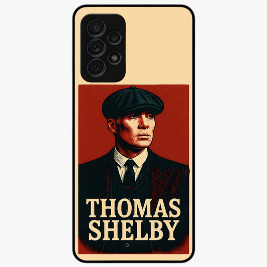 Vintage Mafia Authority Glass Case showing flat back view with bold vintage mafia inspired artwork and glossy glass finish.