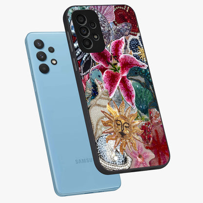 Beaded Garden Fantasy Glass Case displayed in angled mockup highlighting fantasy inspired floral bead pattern.