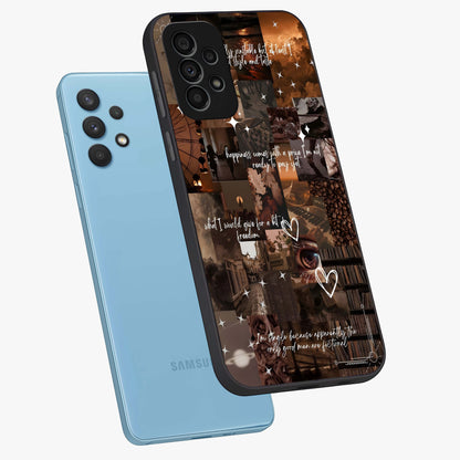 Bittersweet Aesthetic Chaos Glass Case displayed in angled mockup highlighting expressive abstract artwork and edgy aesthetic theme.