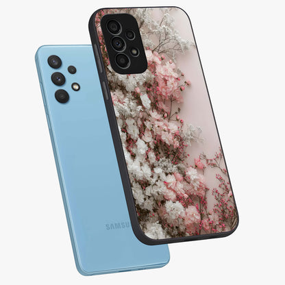 Blush Blossom Cloud Glass Case displayed in angled mockup highlighting soft cloud and blossom design with pastel aesthetic.