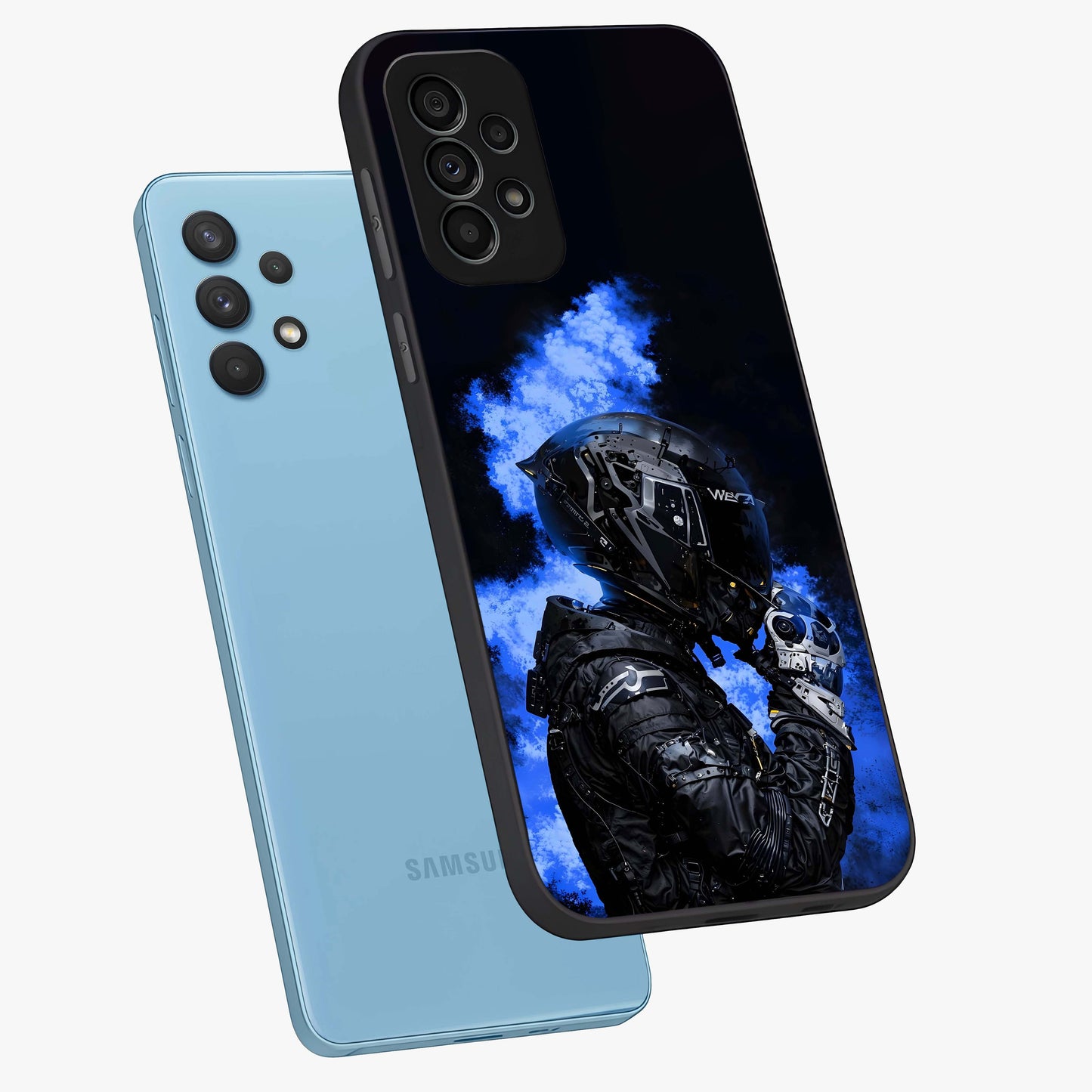 Cyber Sentinel Protocol Glass Case displayed in angled mockup highlighting digital cyber design with sci-fi aesthetic style.