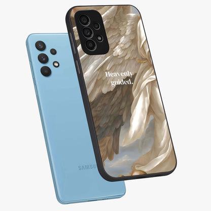 Divine Winged Grace Glass Case displayed in angled mockup highlighting graceful wing design with divine aesthetic style.