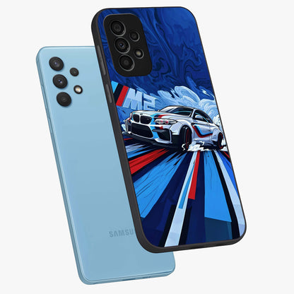 Drift Power Rush Glass Case displayed in angled mockup highlighting powerful drift car design with sporty aesthetic style.