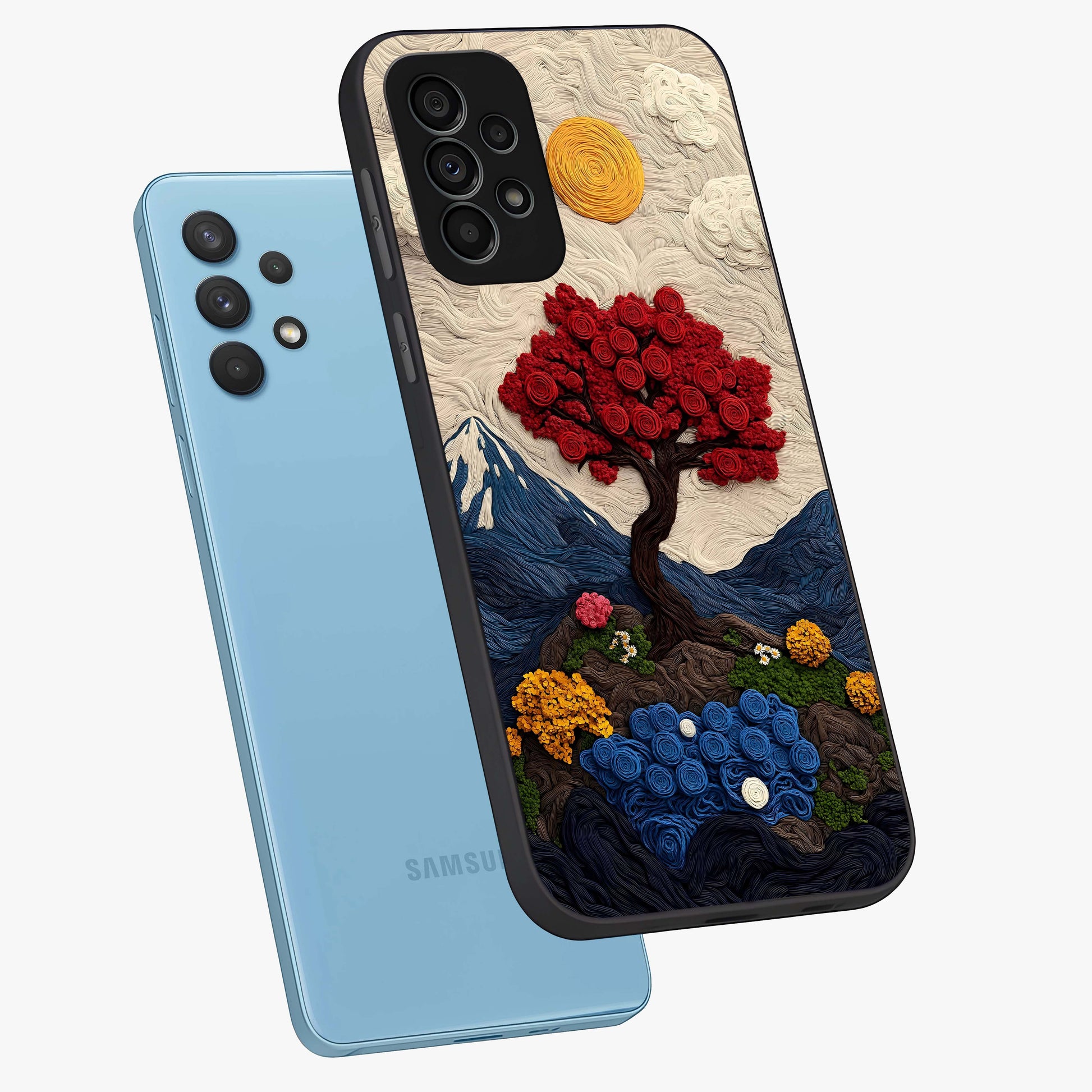 Eternal Nature Tapestry Glass Case displayed in angled mockup highlighting detailed botanical pattern with artistic aesthetic.