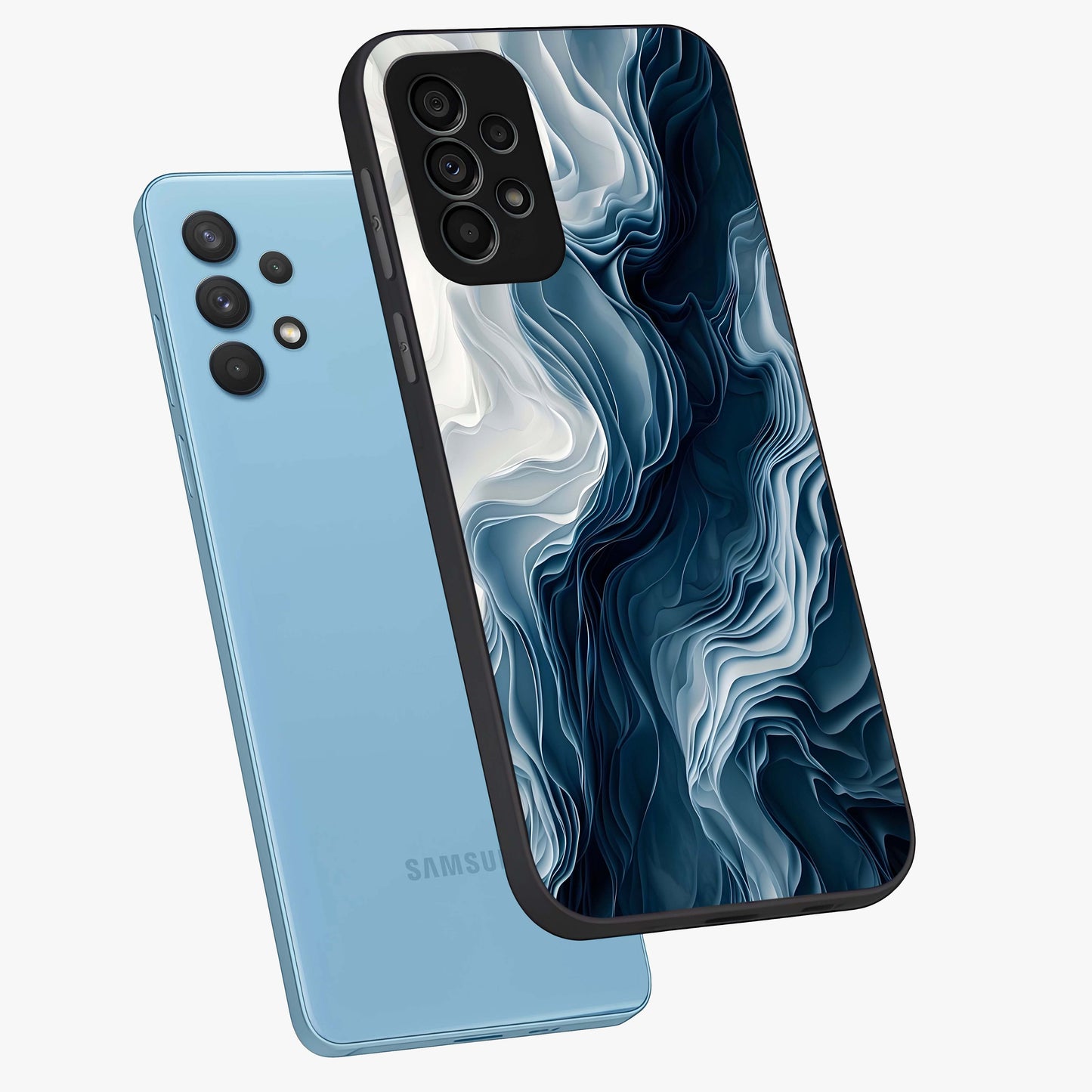 Ethereal Paper Marble Glass Case displayed in angled mockup highlighting elegant marble pattern with modern aesthetic style.