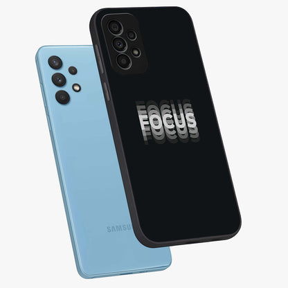 Focused Blade Discipline Glass Case displayed in angled mockup highlighting clean minimal text artwork with modern aesthetic style.