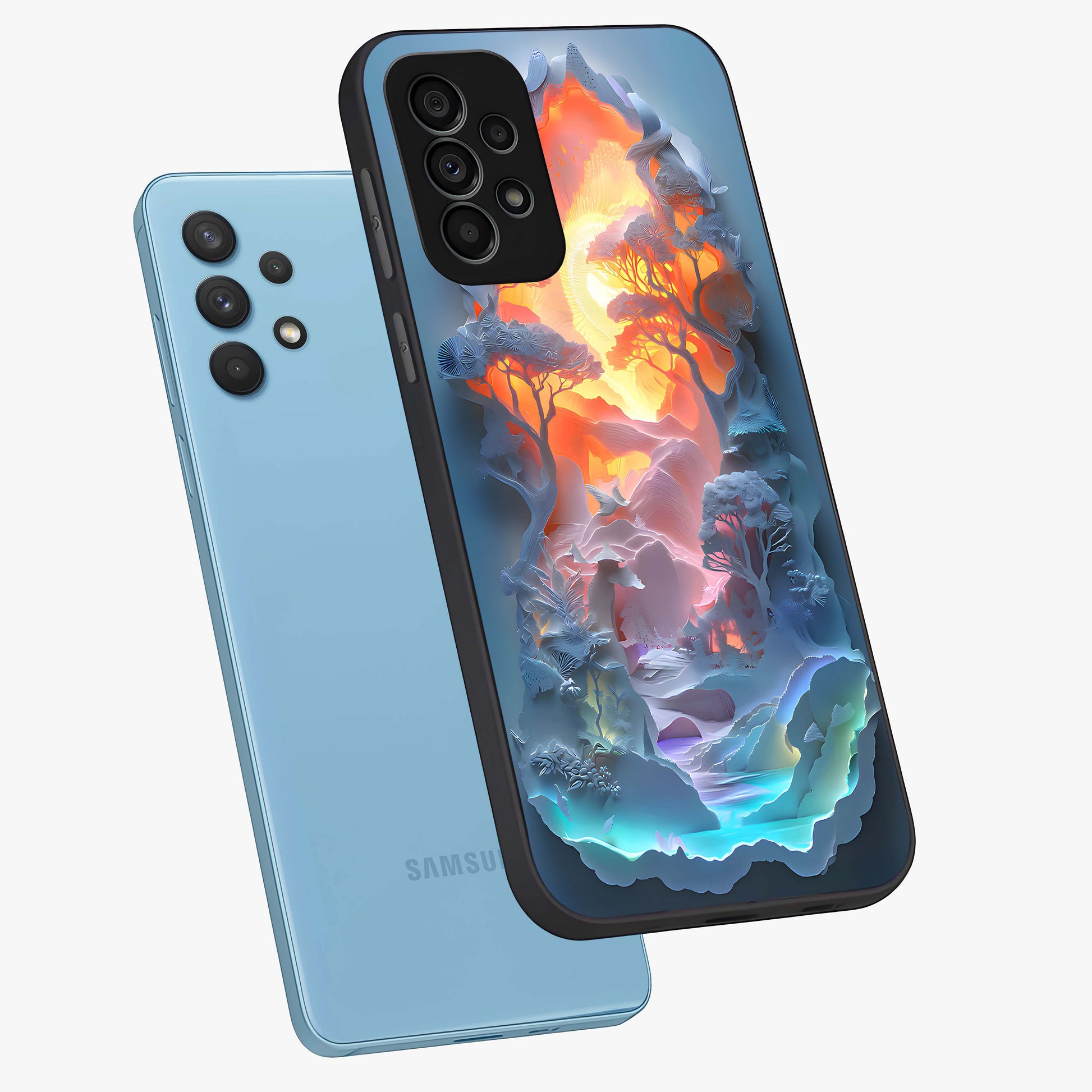 Glow Forest Portal Glass Case displayed in angled mockup highlighting mystical forest design with magical glowing aesthetic.