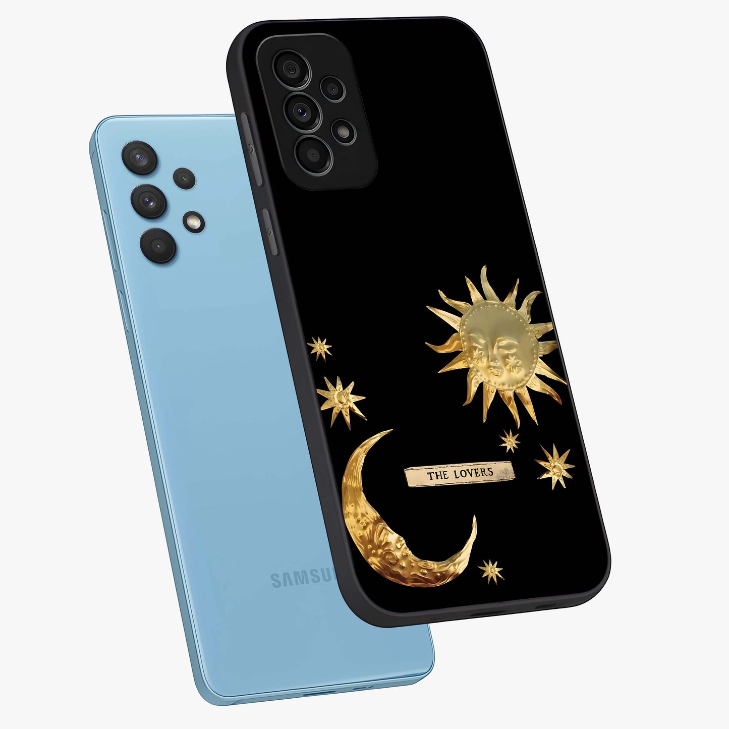Gold Sun Blush Glass Case displayed in angled mockup highlighting radiant sun design with warm golden aesthetic.